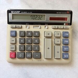 VNTG Sharp Elsi Mate EL-2135 Twin Power S12 Memory Safe Calculator